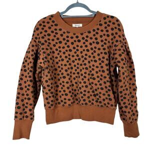 Madewell Brown Leopard print Polka Dot Sweater Puff Balloon Sleeve Slouchy Small